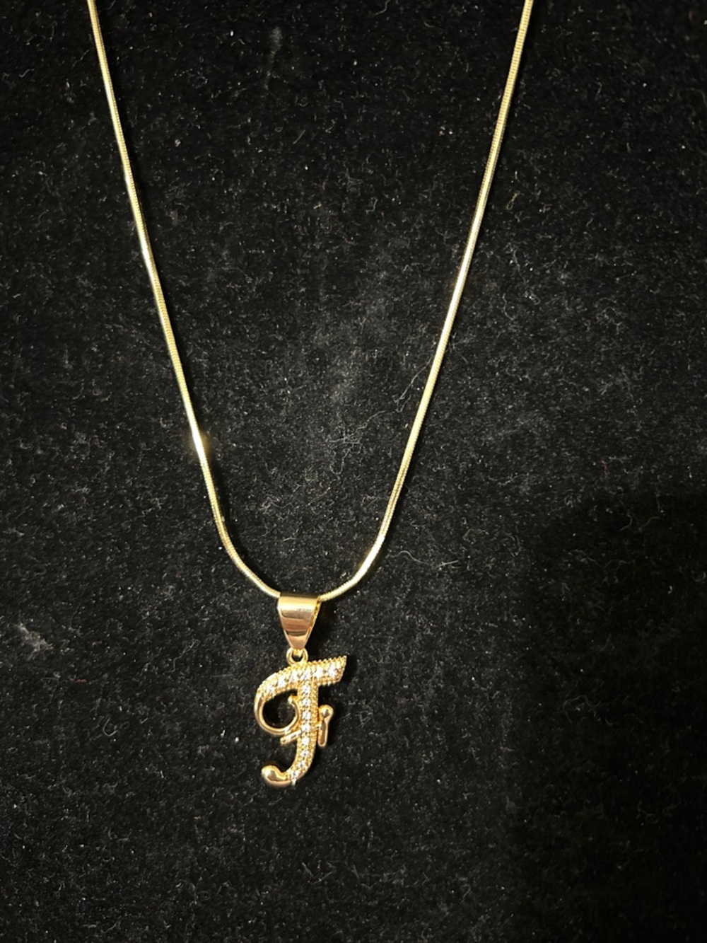 Fashion Jewelry Gold Script 'F' Pendant Necklace with Sparkle